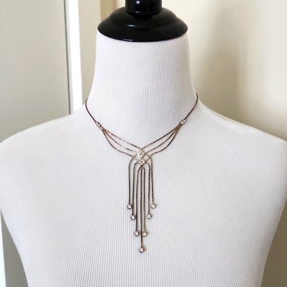 NWT Claire's 16" Silver metallic adjustable necklace with Austrian Crystal OS - Picture 1 of 3